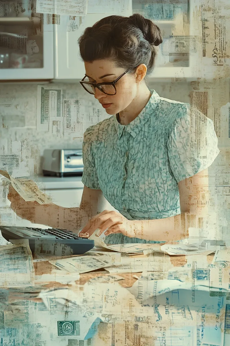 American woman using calculator to consolidate bills and evaluate security loan options