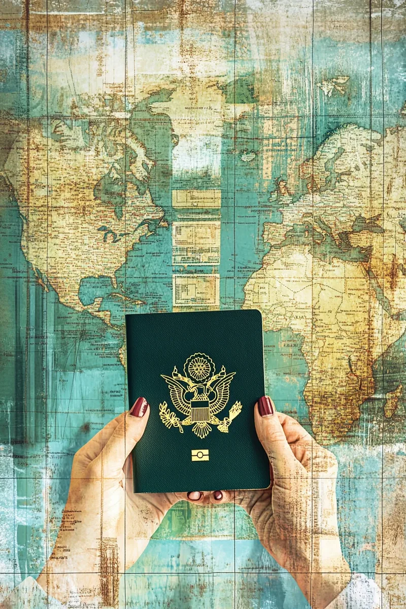 Close-up of American hands holding travel passports — ready for a security-financed vacation